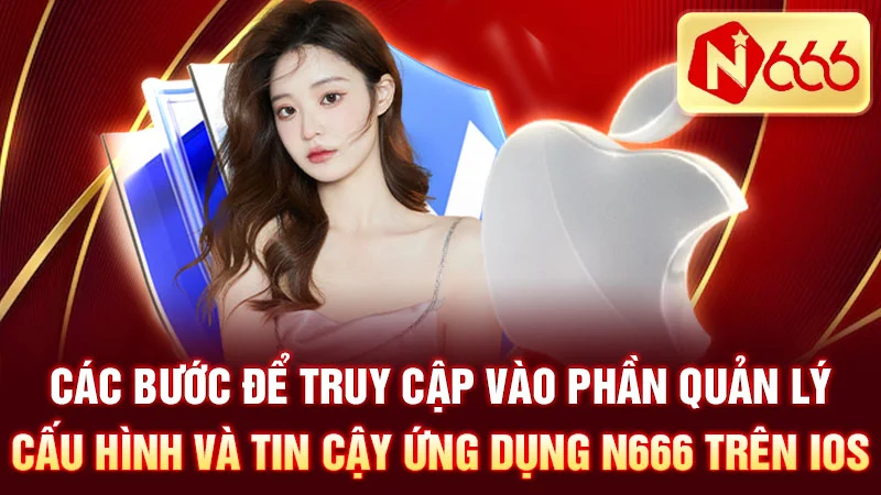 Các bước để truy cập vào phần quản lý cấu hình và tin cậy ứng dụng N666 trên iOS.